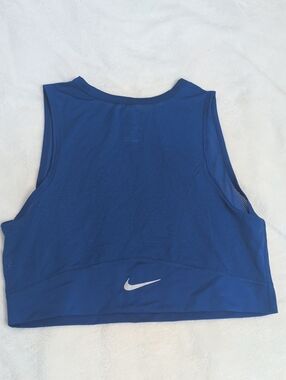 Nike Royal Blue Mesh Crop Tank with White Swoosh